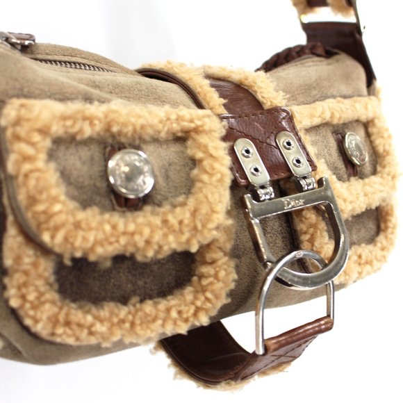 Christian Dior Mouton Flight East West Shoulder Bag Limited Edition Shearling CD - Picture 5 of 9